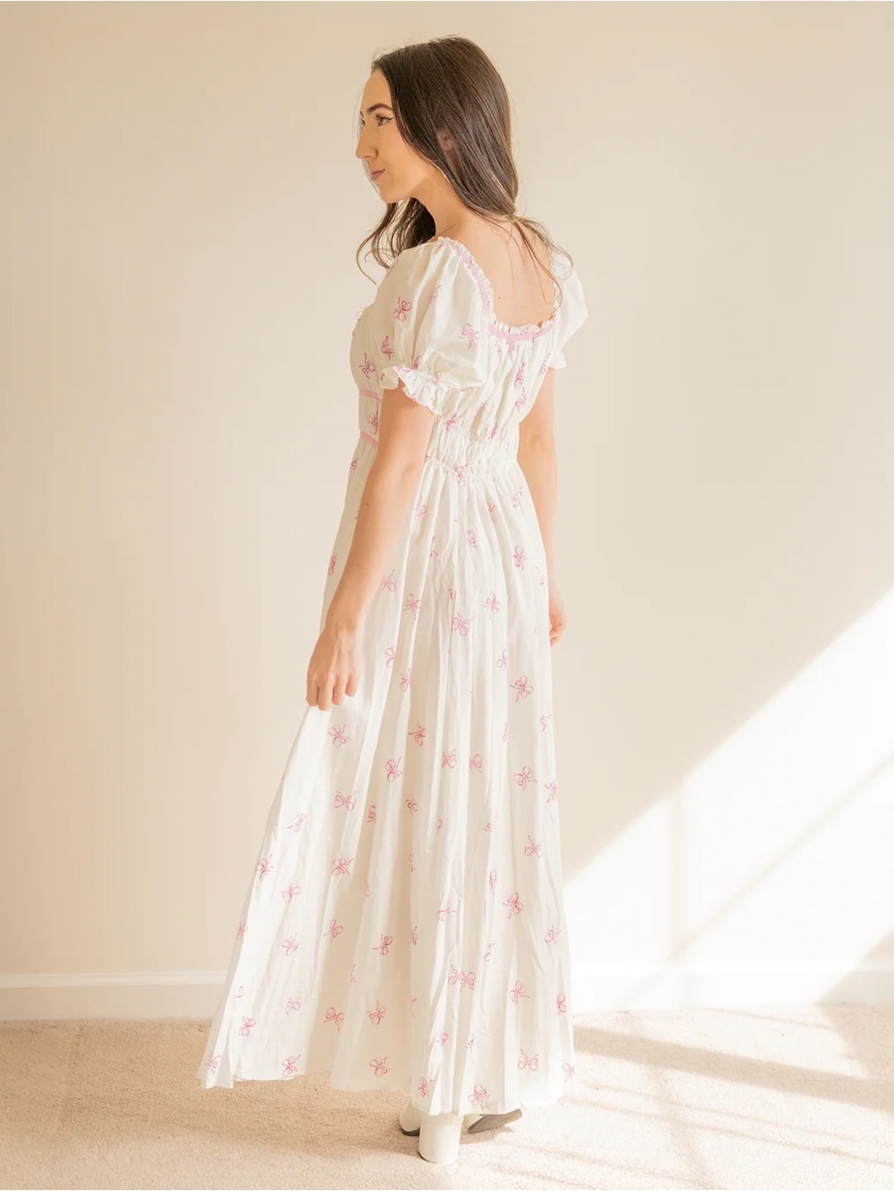 Coquette Charm Bow Print Maxi Dress New with Tags - Picture 4 of 6